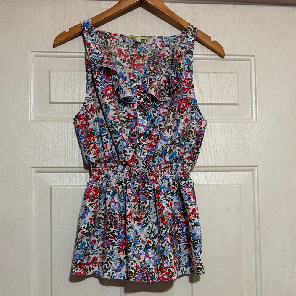 Gianni Bini Multicolor Floral Ruffle Blouse
